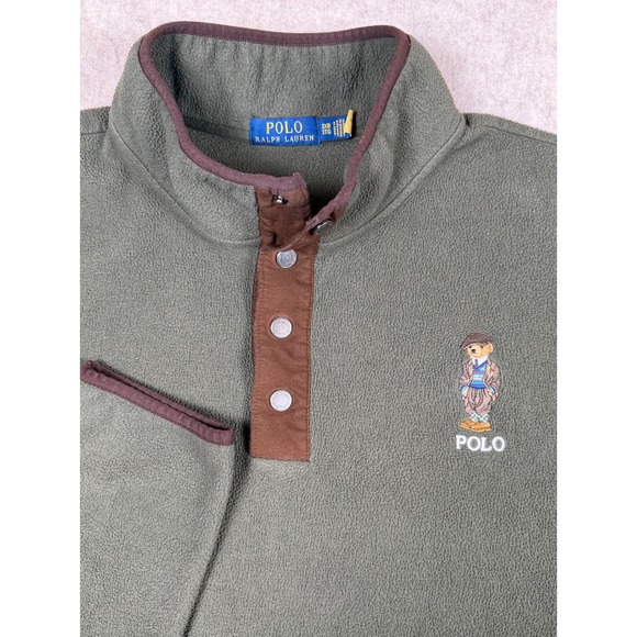 Polo Ralph Lauren Other - Polo Ralph Lauren Fleece Pullover Mens 3XB Green Polo Bear Quarter Snap Mock